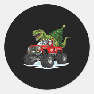 Dinosaur T Rex Christmas Santa Boys Men Girls Xmas Classic Round Sticker
