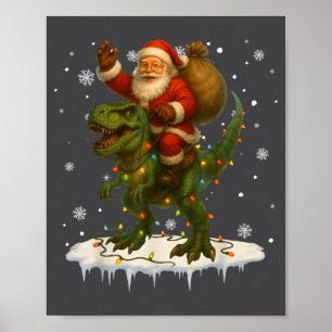 Dinosaur T Rex Christmas Santa Boys Men Girls Xmas Poster