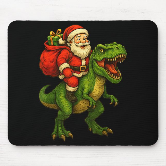 Dinosaur T Rex Christmas Santa Dinosaur Xmas Boys  Mouse Pad (Front)