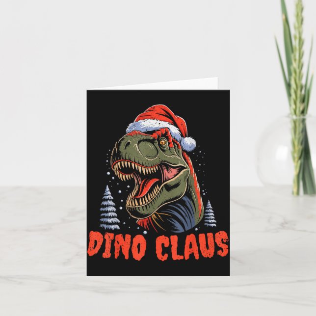 Dinosaur T-rex Christmas Tree Dino Claus Pajamas X Card (Front)