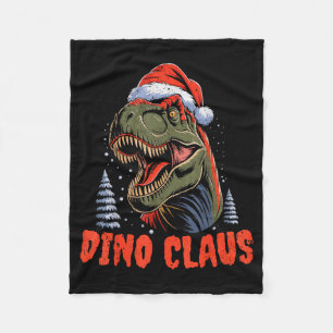 Dinosaur T-rex Christmas Tree Dino Claus Pajamas X Fleece Blanket