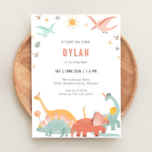 Dinosaur T-Rex Dino Party Kids Birthday Invitation
