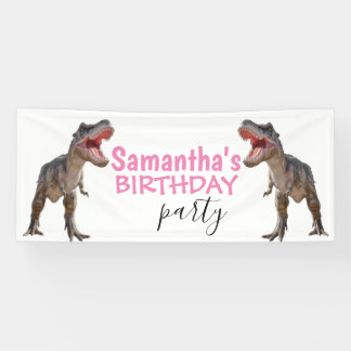 Dinosaur T rex Girl Pink  Banner