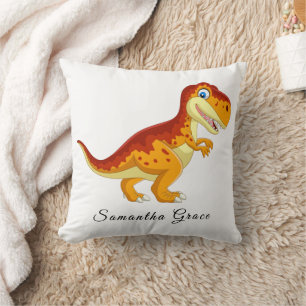 Dinosaur T Rex Gold Throw Pillow