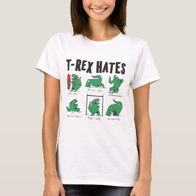  dinosaur T-rex gym hater t-shirt design (Front)