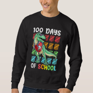 Dinosaur T Rex Happy 100th Day of School Dino Kids Sweatshirt