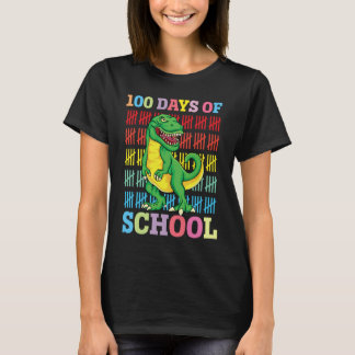 Dinosaur T Rex Happy 100th Day Of School Dino Kids T-Shirt