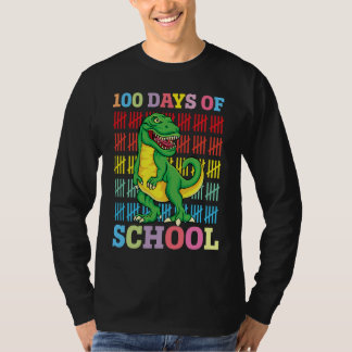 Dinosaur T Rex Happy 100th Day Of School Dino Kids T-Shirt