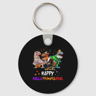 Dinosaur T Rex Happy Hallothanksmas Halloween Kids Key Ring