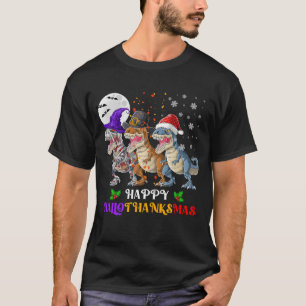 Dinosaur T Rex Happy Hallothanksmas T-Shirt