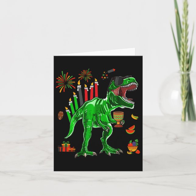 Dinosaur T-rex Happy Kwanzaa Seven Principles Of K Card (Front)