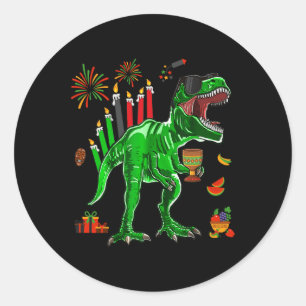 Dinosaur T-rex Happy Kwanzaa Seven Principles Of K Classic Round Sticker