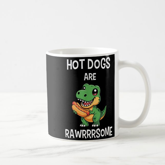 Dinosaur T Rex Hot Dog Shirt Funny Hot Dogs Are Ra Coffee Mug (Right)