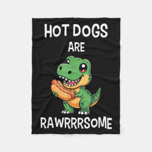 Dinosaur T Rex Hot Dog Shirt Funny Hot Dogs Are Ra Fleece Blanket