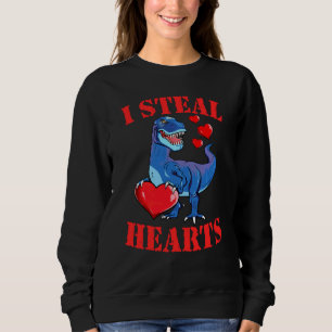 Dinosaur T Rex I Steal Hearts Boys Happy Valentine Sweatshirt