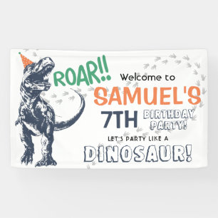 Dinosaur T-Rex in Party Hat Birthday Party Banner