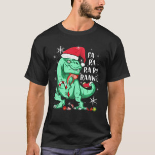 Dinosaur T Rex In Santa Hat FA RA RAWR Christmas T-Shirt