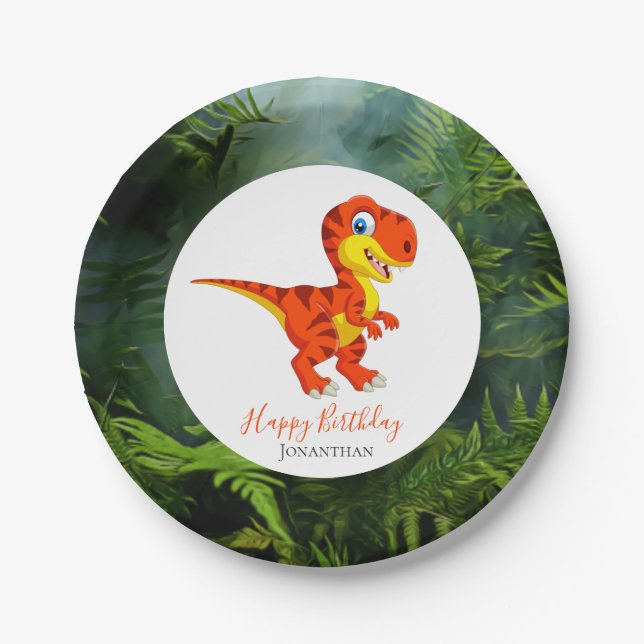 Dinosaur T Rex Jungle Party   Paper Plate (Front)