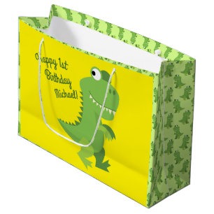 Dinosaur T-rex Kids 1st Birthday Dino Party Large Gift Bag