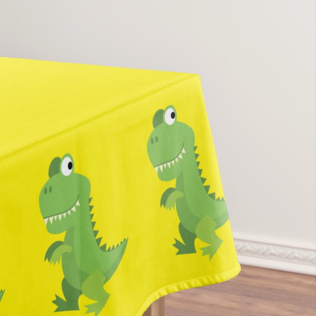 Dinosaur T-rex Kids 1st Birthday Dino Party Tablecloth (In Situ)