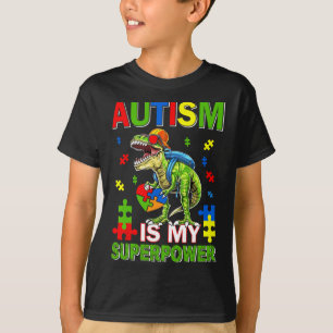 Dinosaur T-rex Kids Autism Is My Superpower Autism T-Shirt