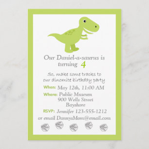 Dinosaur T-rex kids Birthday invitation customise