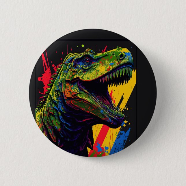 Dinosaur T Rex Kids Colourful 6 Cm Round Badge (Front)