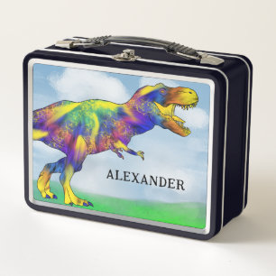 Dinosaur T Rex Kids Personalised Metal Lunch Box