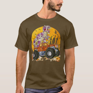Dinosaur T Rex Mummy Pumpkin Riding Monster Truck  T-Shirt