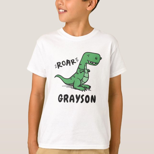 Dinosaur T-Rex Name T-Shirt Birthday (Front)
