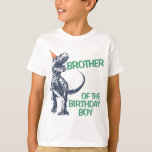 Dinosaur T-Rex Party Hat Brother of Birthday Boy T-Shirt<br><div class="desc">When you shop at Graphic Love Shop you support small business! And yes I do a happy dance when I receive your order ;)
Thank you! - Samantha

Find more Graphic Love Shop designs at:
Facebook.com/GraphicLoveShop
Use #GraphicLoveShop on social media

Copyright © Graphic Love Shop</div>