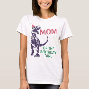 Dinosaur T-Rex Party Hat Mum of the BIrthday Girl T-Shirt