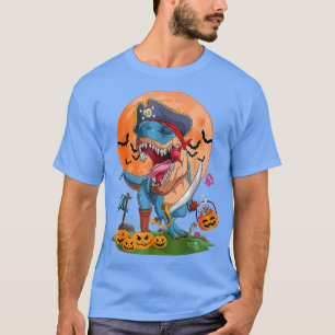 Dinosaur T Rex Pirate Bat Funny Halloween Costume T-Shirt