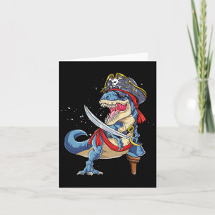 Dinosaur T Rex Pirate Jolly Roger Halloween Gifts Card