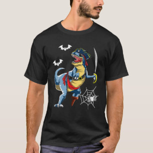 Dinosaur T Rex Pirate T Jolly Roger Halloween Cost T-Shirt