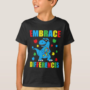 Dinosaur T-rex Puzzle Embrace Differences Autism A T-Shirt