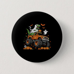 Dinosaur T-rex Riding Monster Truck Halloween Men 6 Cm Round Badge