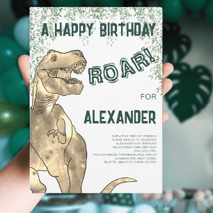 Dinosaur T-Rex Roar 5th Birthday Party Invitation