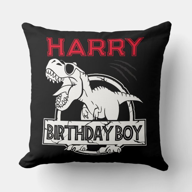 Dinosaur T Rex ROAR BIRTHDAY BOY Cushion (Front)