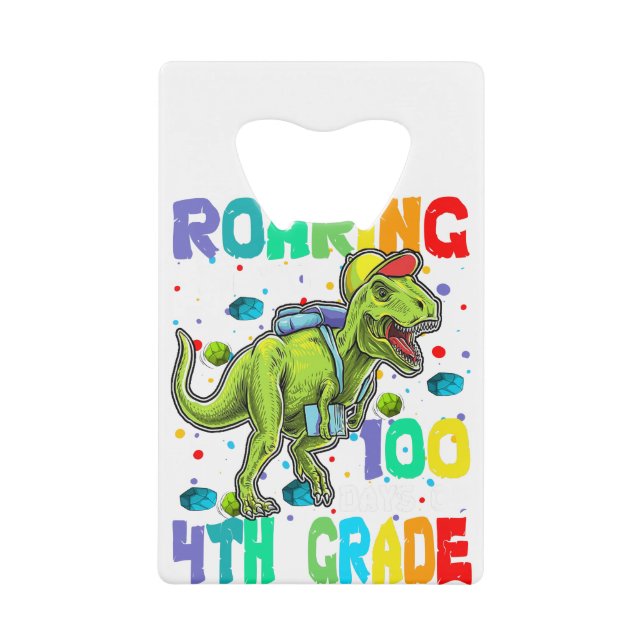 Dinosaur T-Rex Roaring Into 100 Days Of 4th grade (Front)