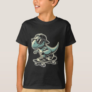 Dinosaur T Rex Skateboarding Funny Retro Skating  T-Shirt