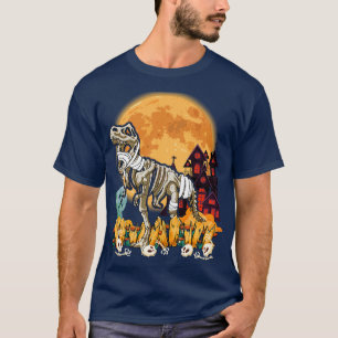 Dinosaur T Rex Skeleton Pumpkin With Moon Hallowee T-Shirt
