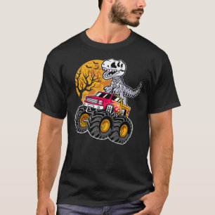 Dinosaur T Rex Skeleton Riding Monster Truck Boys  T-Shirt