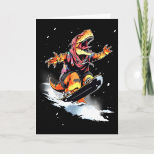 Dinosaur T-rex Snowboard Snowboard Snowboarder Win Card