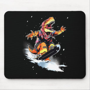 Dinosaur T-rex Snowboard Snowboard Snowboarder Win Mouse Pad