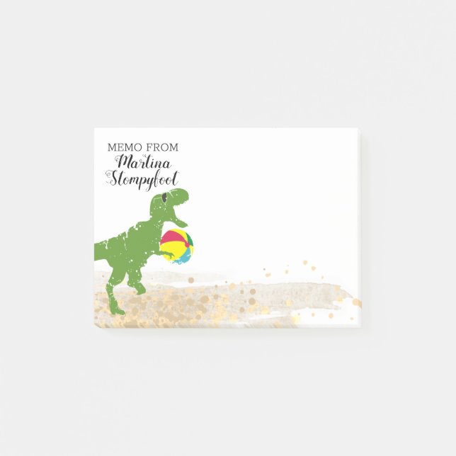 Dinosaur t-rex summer fun beach ball post-it note (Front)