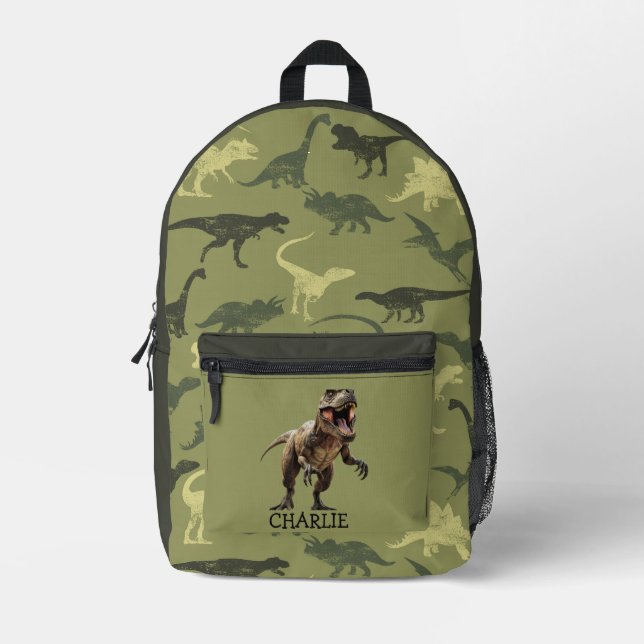 Dinosaur T Rex theme Printed Backpack (Front)