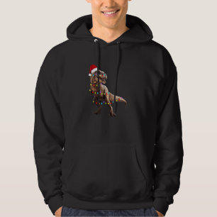 Dinosaur T Rex Tree Christmas Lights Hoodie