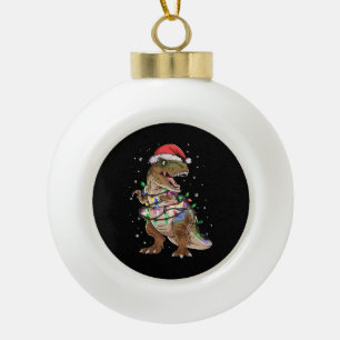 Dinosaur T-rex Tree Christmas Sweater Xmas Dino Ceramic Ball Christmas Ornament