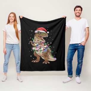 Dinosaur T-rex Tree Christmas Sweater Xmas Dino Fleece Blanket
